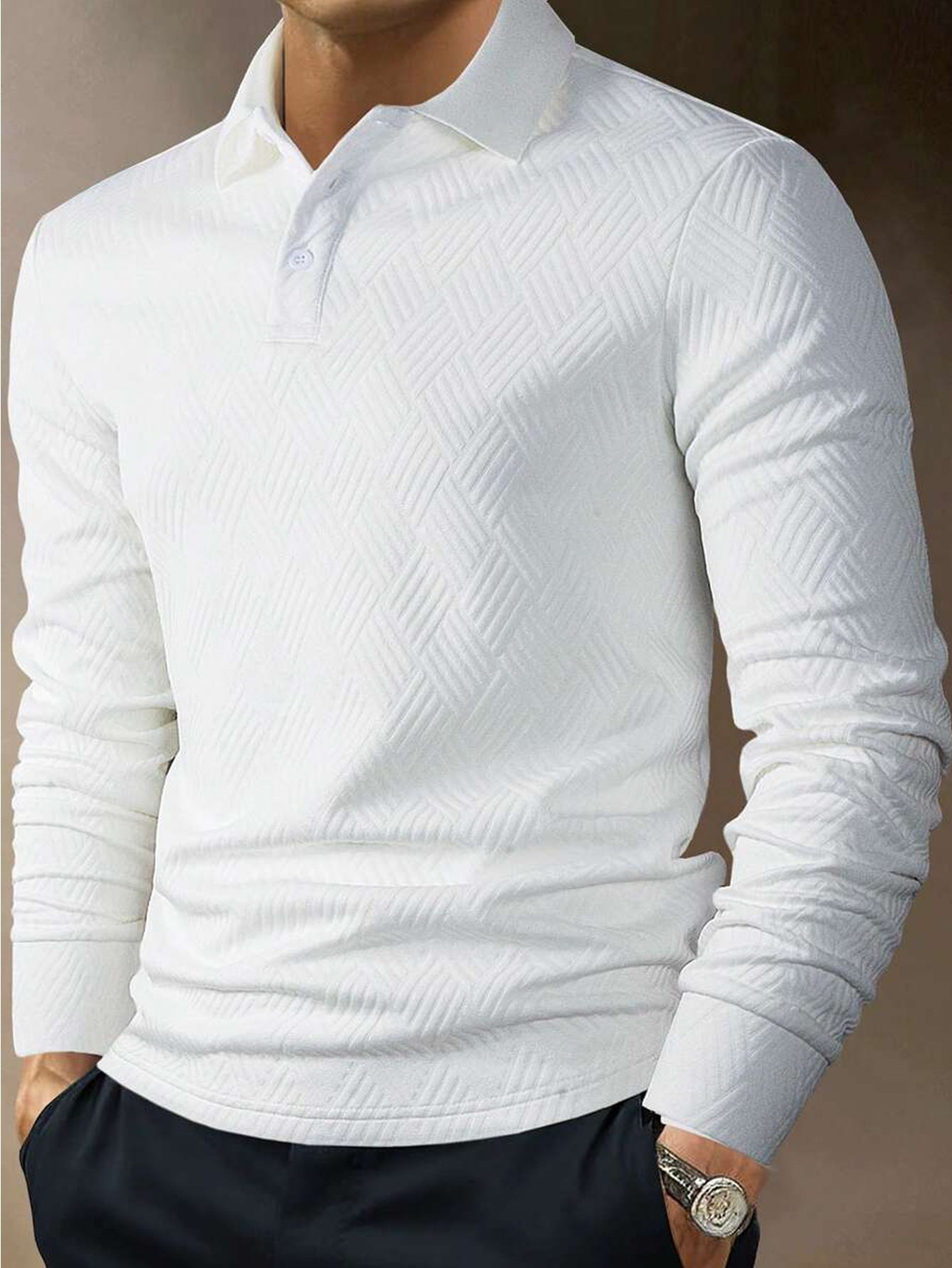 Herren Polo Hemd Langarm Eleganz