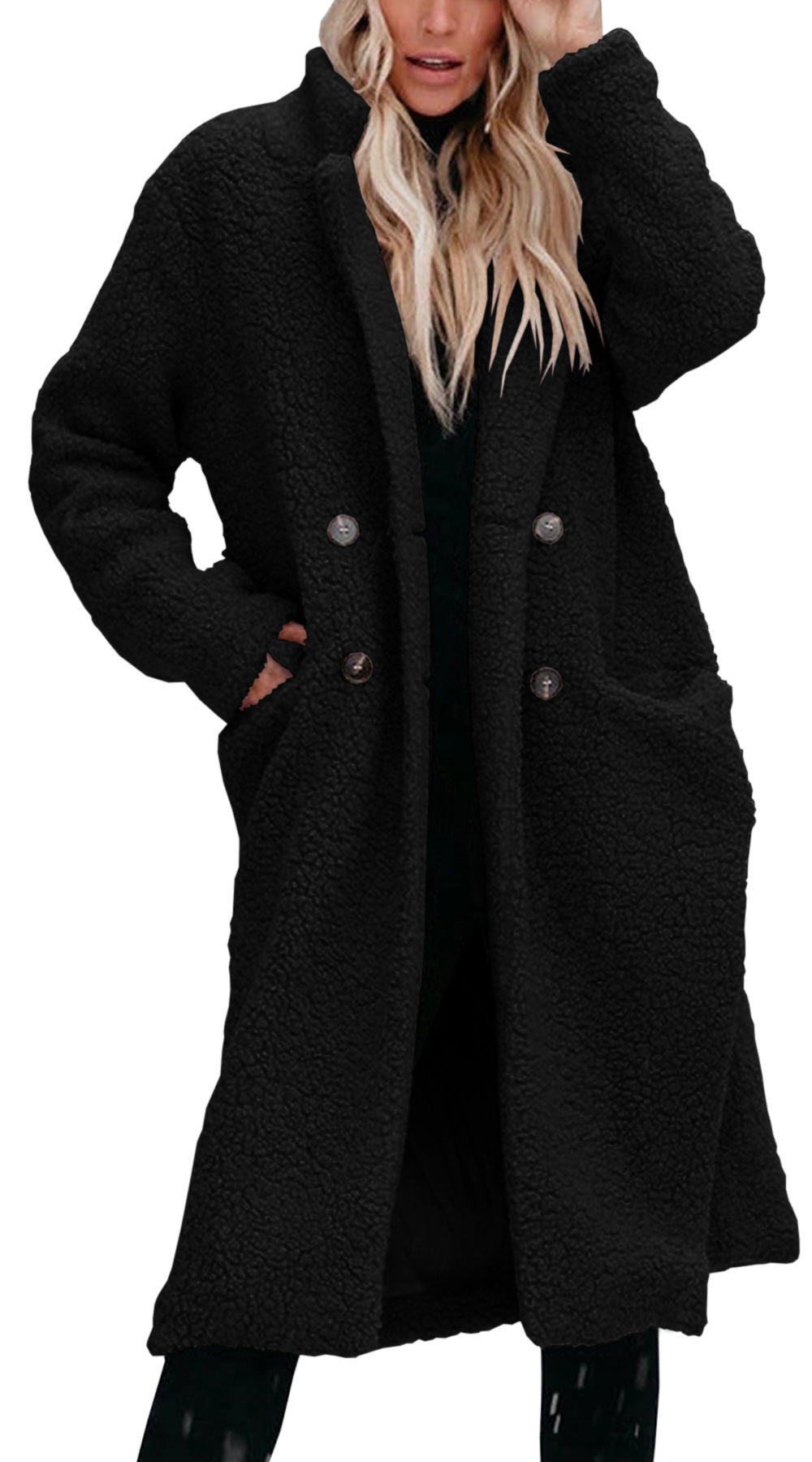 Damen Teddyjacke Lang Bequem Winterlich