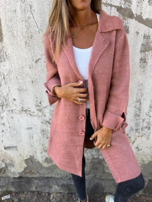 Mantel Damen Mittellang Lockere Passform Woll Optik - IdealeKleiden