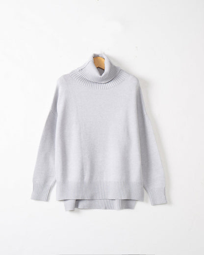 Damen Pullover Bequem Rollkragen Modern
