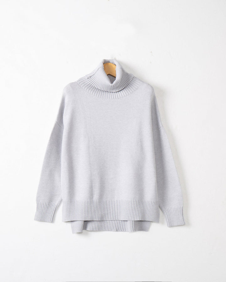 Damen Pullover Bequem Rollkragen Modern