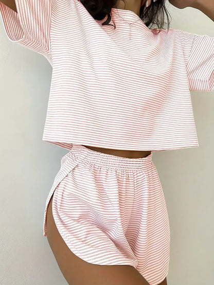 Damen Sommer Top mit lockerem Schnitt und Hochwaist Hosen