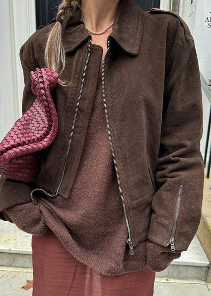 Modische Lederjacke Cropped Style
