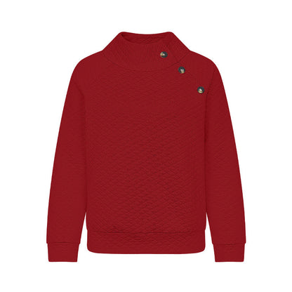 Damen Stepp-Pullover Modern Chic Knöpfe