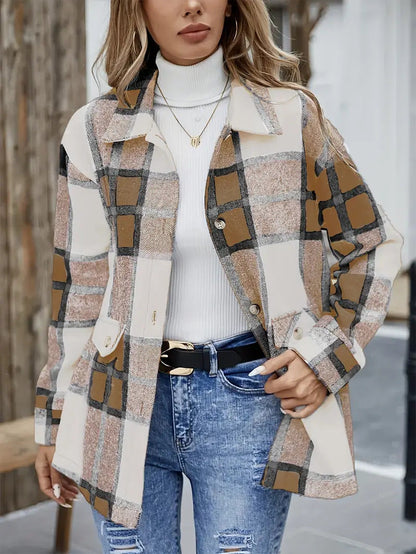 Damen Karo Overshirt Chic Übergröße