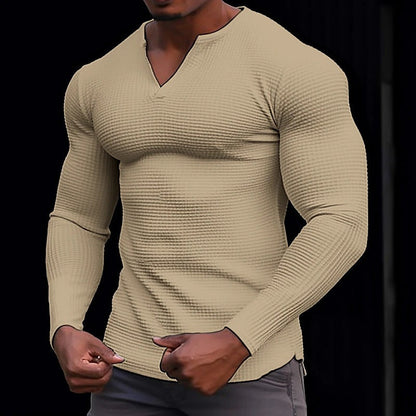 Herren Langarmshirt Strukturiert Elegant