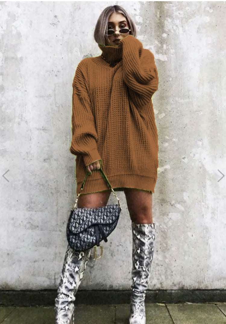 Damen Strickpullover Oversized Waffelmuster Trendy Style