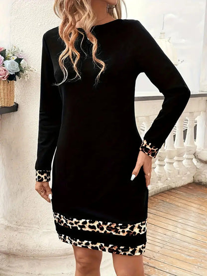 Damen Freizeitkleid Leopardenmuster Trendy Sommerkleid