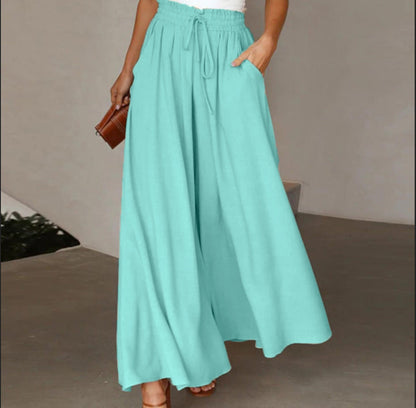 Damen Hose Elegant Weit mit Gummizug und Taschen