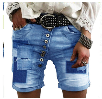 Damen Mode Shorts Jeans Destroyed mit Taschen