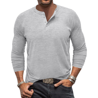 Herren Langarm T-Shirt Elegant Knopfleiste