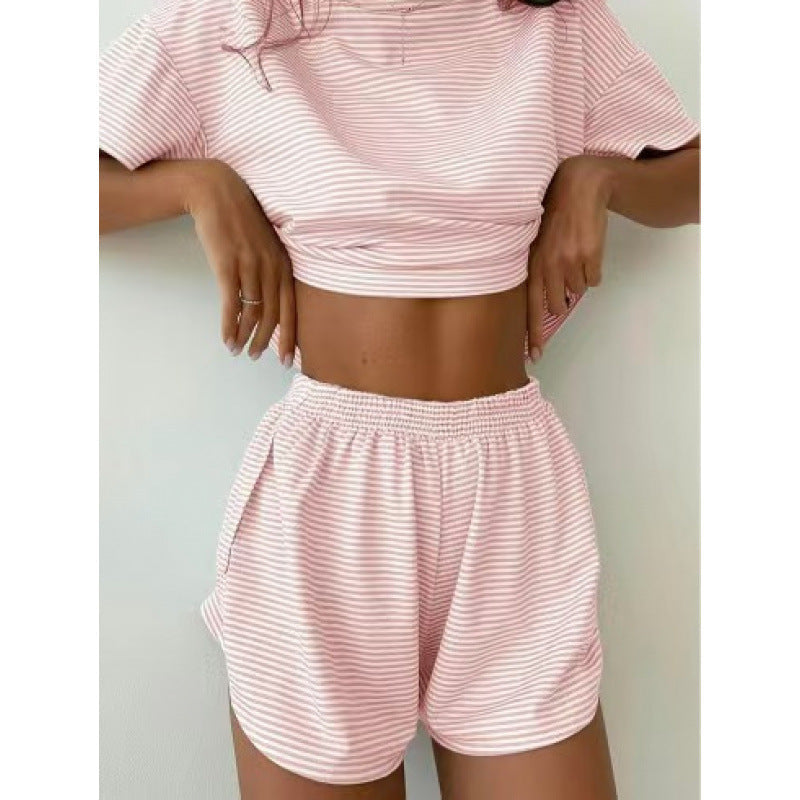Damen Freizeit Set Kurzarm Top und Shorts Sommer