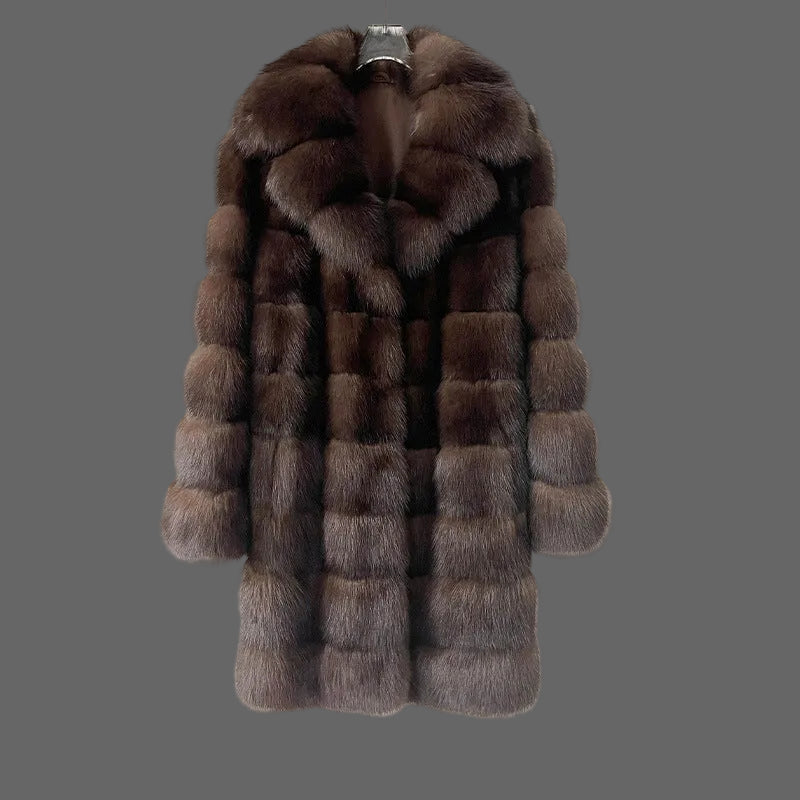 Damen Luxus Parka Mantel aus Kunstfell Elegantes Design