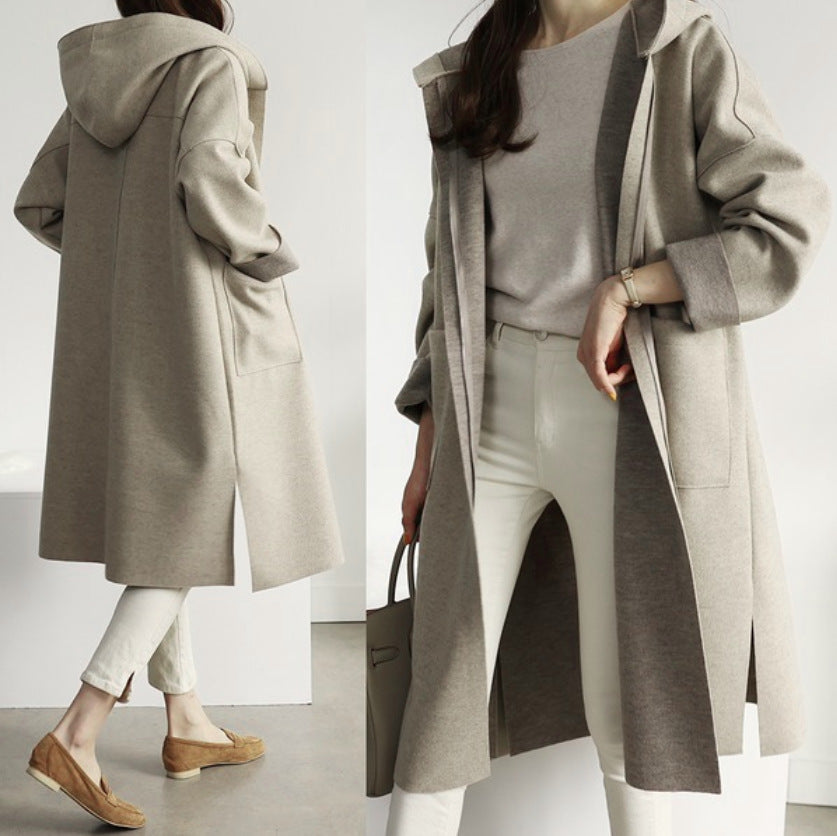 Damen Wollmantel Elegant Lang
