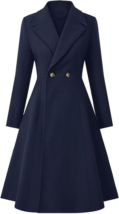 Damen Oversize Mantel Elegant Doppelter Knopf