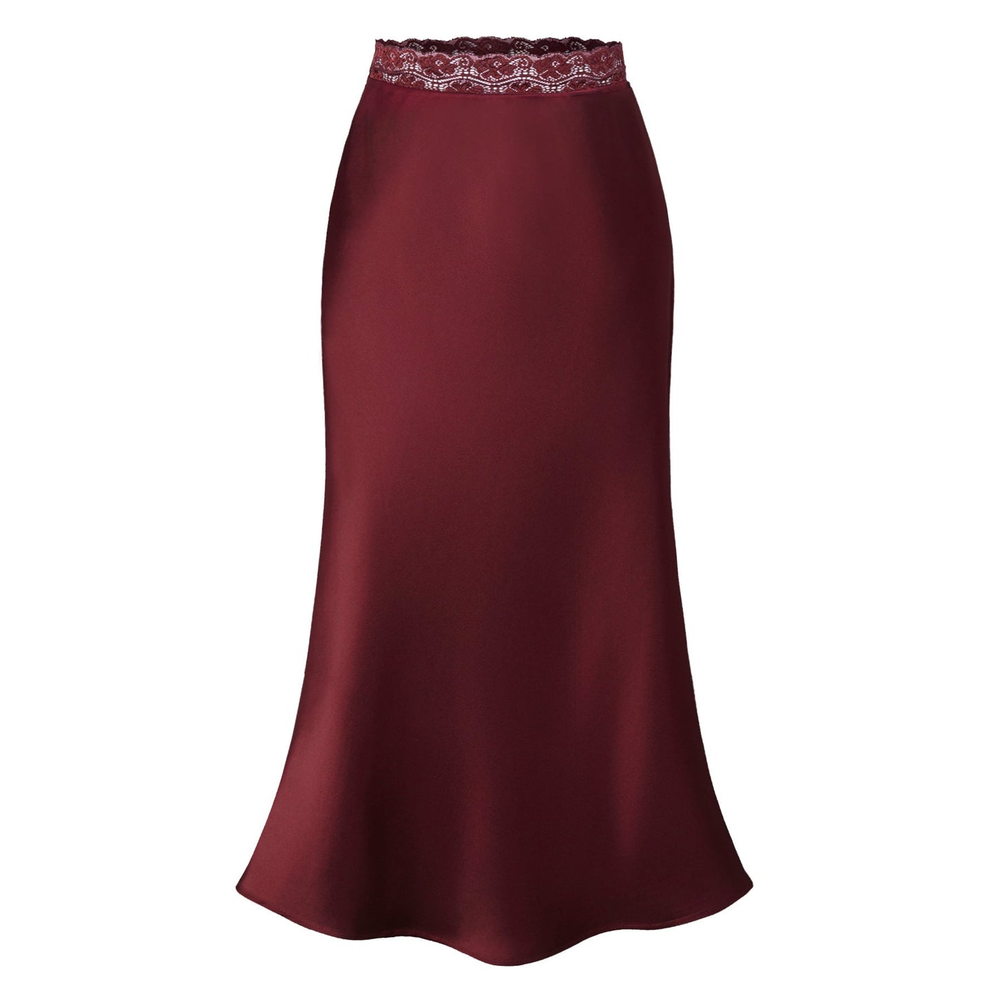 Eleganter Damenrock Satin Spitze Chic Lang
