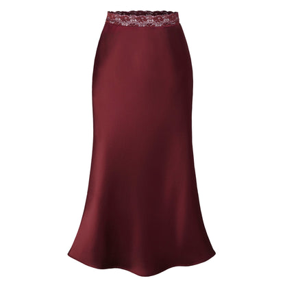 Eleganter Damenrock Satin Spitze Chic Lang