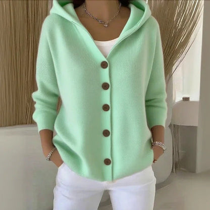 Damen Strickjacke Kapuze Modern Lässig