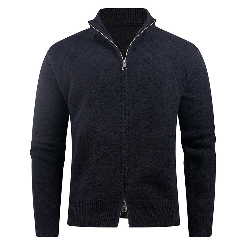 Herren Strickjacke Modern Reißverschluss Hochkragen