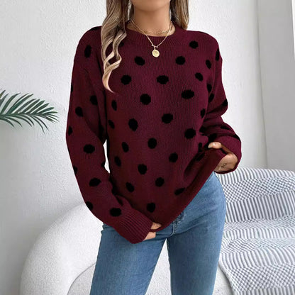 Klassischer Polka Dot Pullover Damen