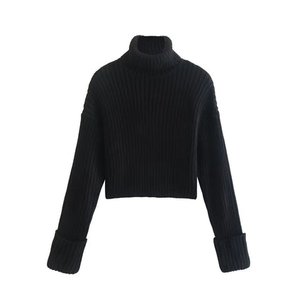 Damen Strickpullover Hochkragen Elegantes Design