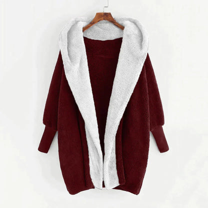 Weicher Damen Cardigan-Mantel mit Kapuze und Lockerer Passform