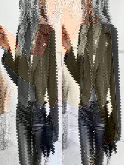 Damen Lederjacke Bikerstil Asymmetrisch Elegant