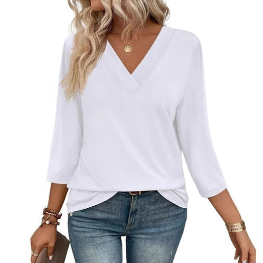 Damen Oberteil V-Ausschnitt Elegante Bluse - IdealeKleiden