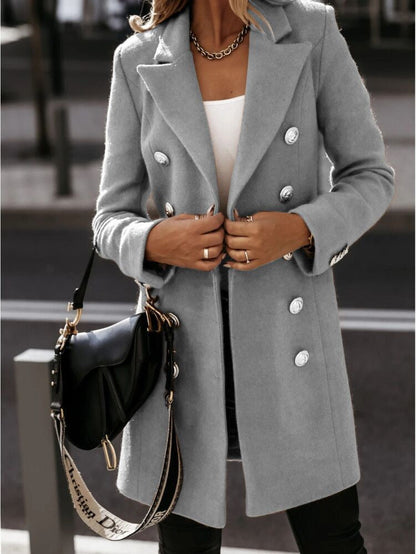 Eleganter Blazer Mantel Taillierte Passform Wollfeeling Doppelreiherschließe