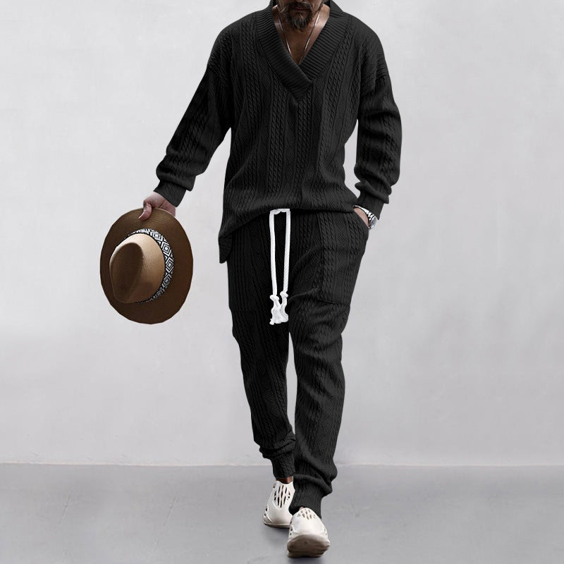 Herren Strickpullover Lässig V-Ausschnitt Elastisch