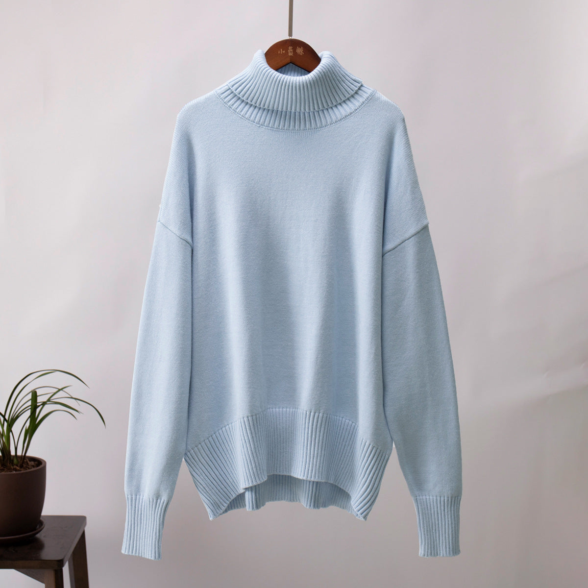 Damen Strickpullover Bequem Warm Rippborte
