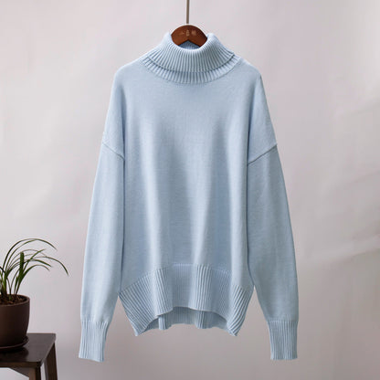 Damen Strickpullover Bequem Warm Rippborte
