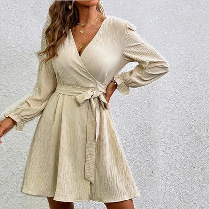 Frauen Wickelkleid Elegant Lang