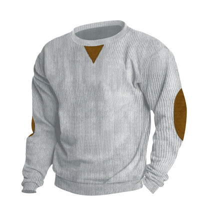 Herren Pullover Modern Strick Design Ellenbogen Patches
