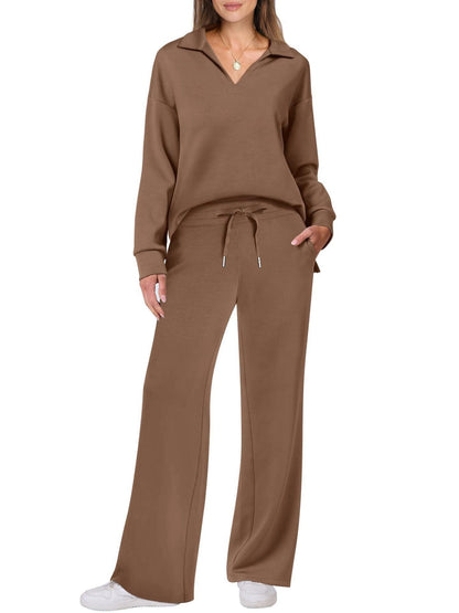 Damen Freizeitanzug Elegant V-AusschnittLocker Schnitt
