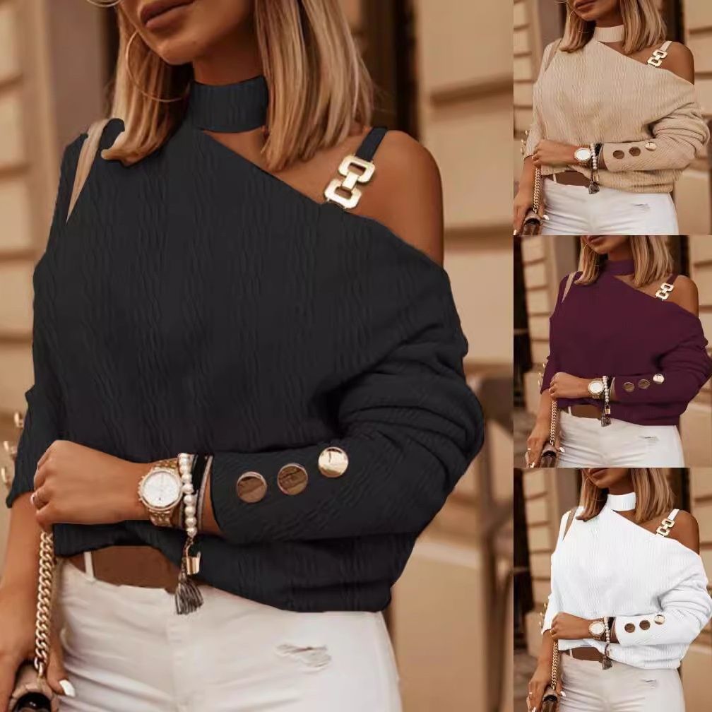 Damen Pullover Asymmetrisch Einfach Elegent - IdealeKleiden
