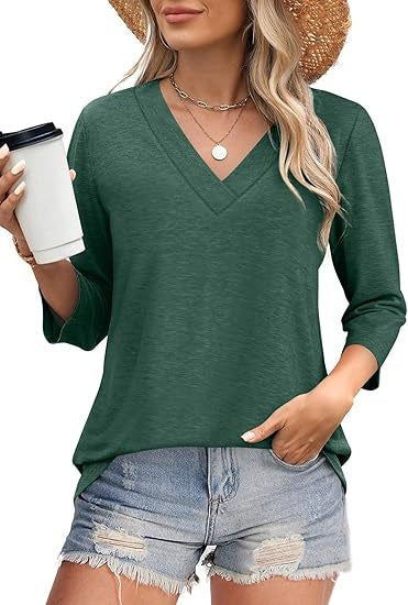 Damen Oberteil V-Ausschnitt Elegante Bluse