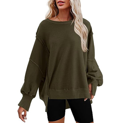 Damen Oversized Pullover Bequem Lässig Weite Ärmel