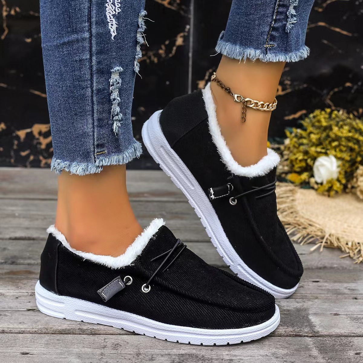 Damen Plüschslipper Warm Bequem Rutschfest - IdealeKleiden