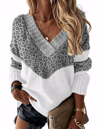 Damen stylischer Pullover Leopardenmuster Trendig