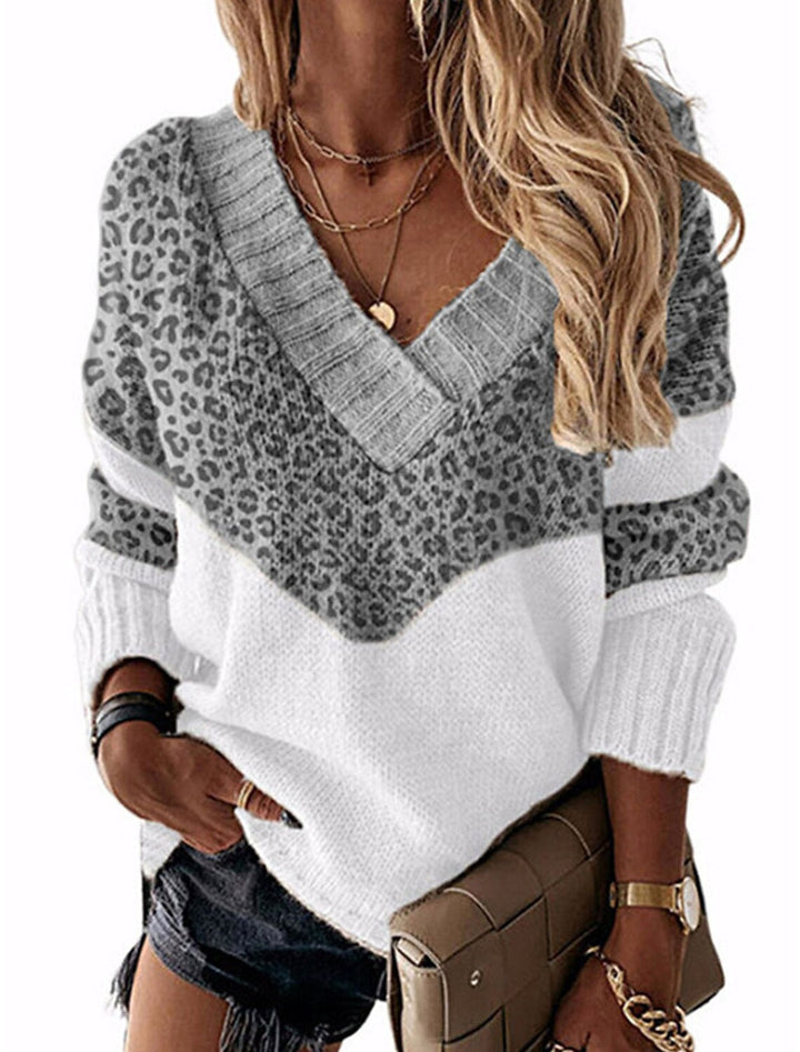 Damen stylischer Pullover Leopardenmuster Trendig