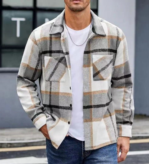 Herren Karo Hemdenjacke Lässig Casual