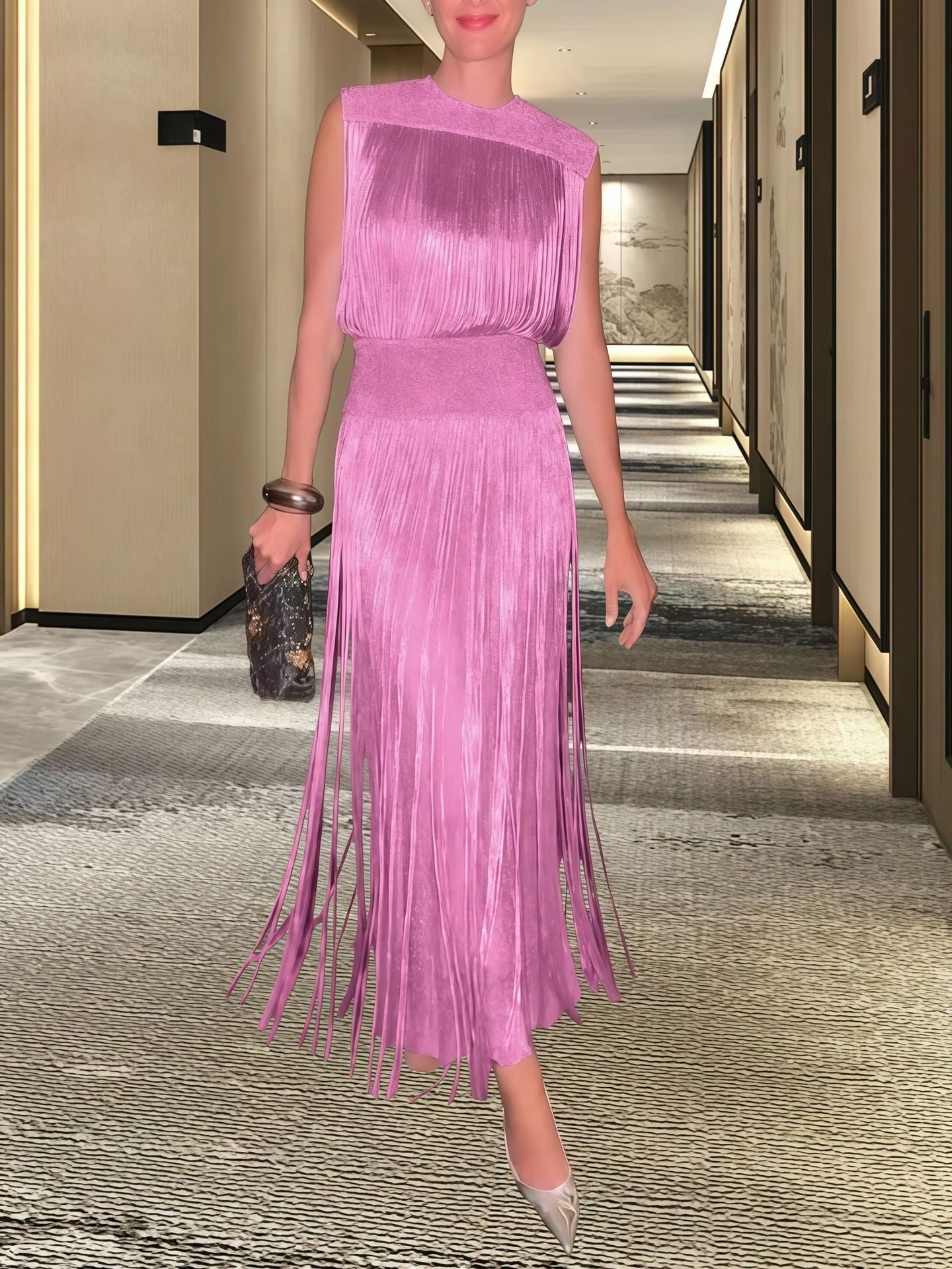 Damen Abendkleid Elegant Schwingender Saum