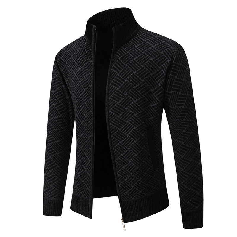 Herren Strickjacke Karo Muster Modern Stylish