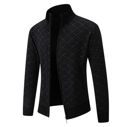 Herren Strickjacke Karo Muster Modern Stylish