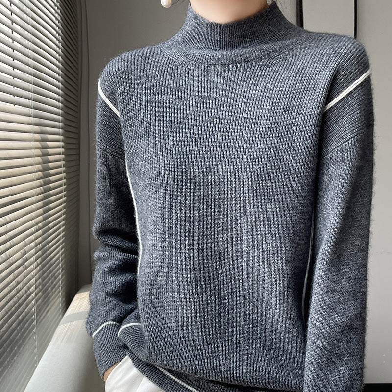 Eleganter Rollkragen Pullover Schlicht Stil