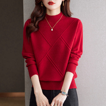 Damen Pullover Elegant Rippmuster