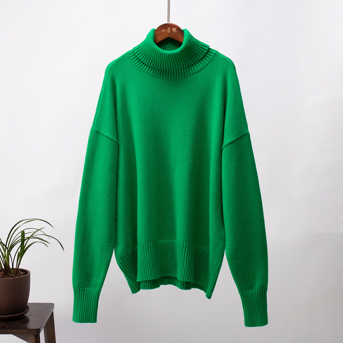 Damen Strickpullover Bequem Warm Rippborte