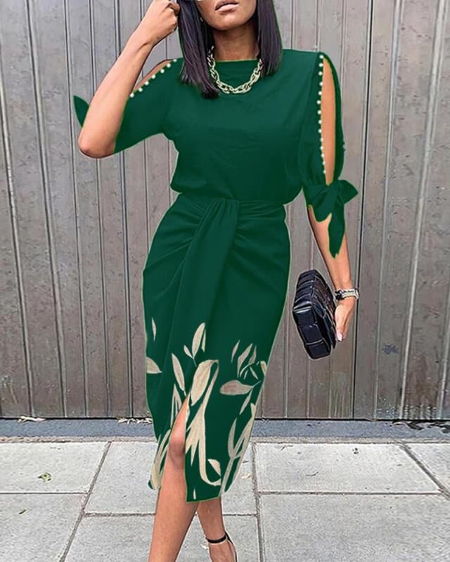 Damenkleid Elegant Mit Gürtel Und Ausschnitt