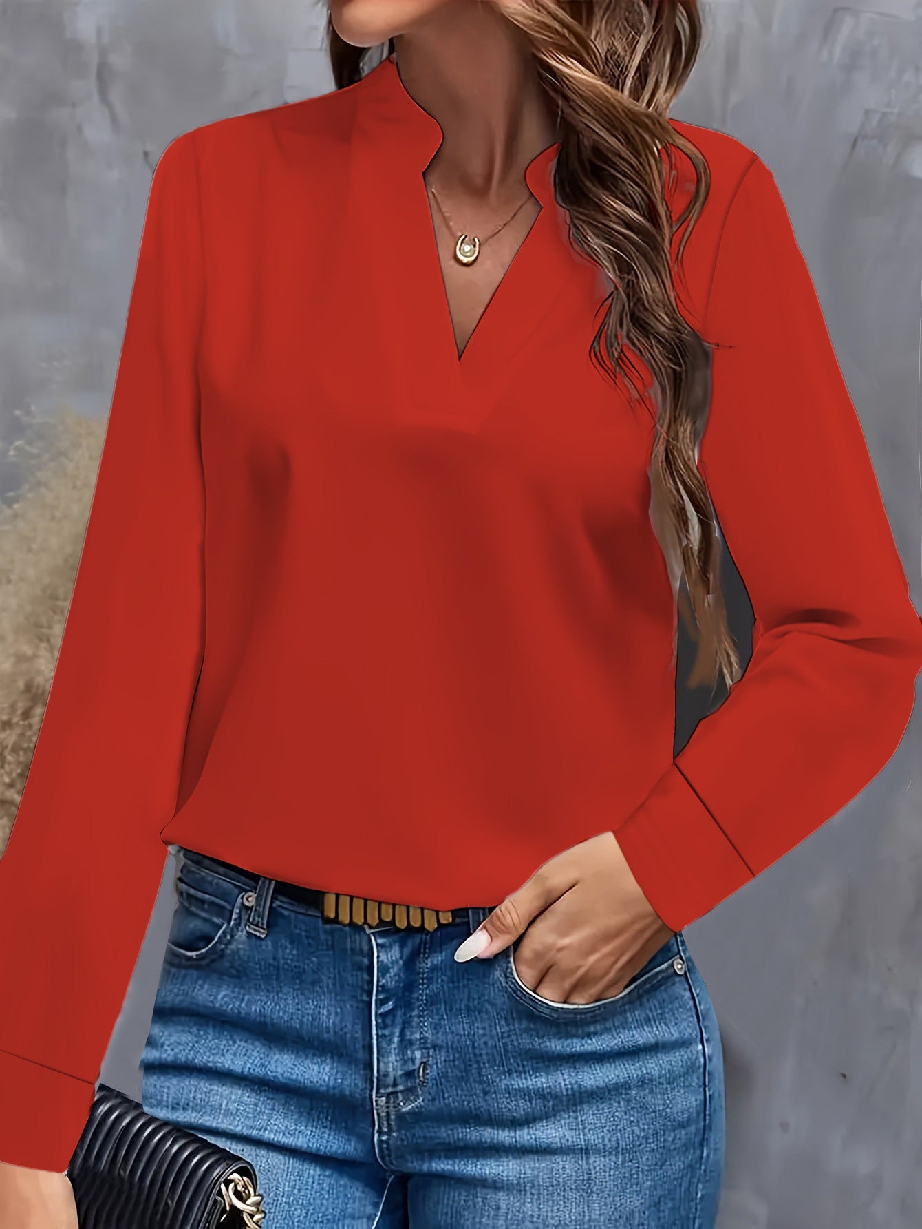 Elegante Damenbluse V-Ausschnitt Modern Chic